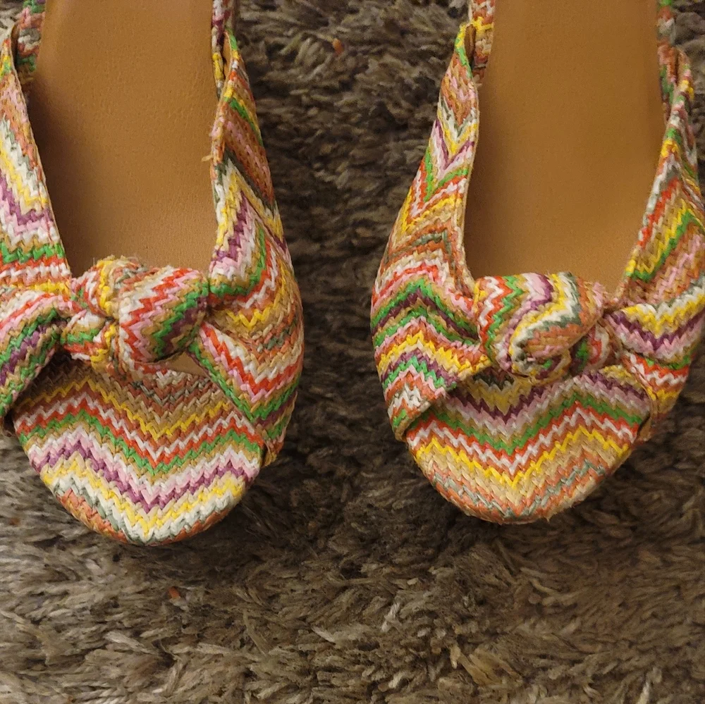 Candies Green Yellow Lainey Multicolor Platform Espadrille Platform Wedges 9.5 - Picture 5 of 10